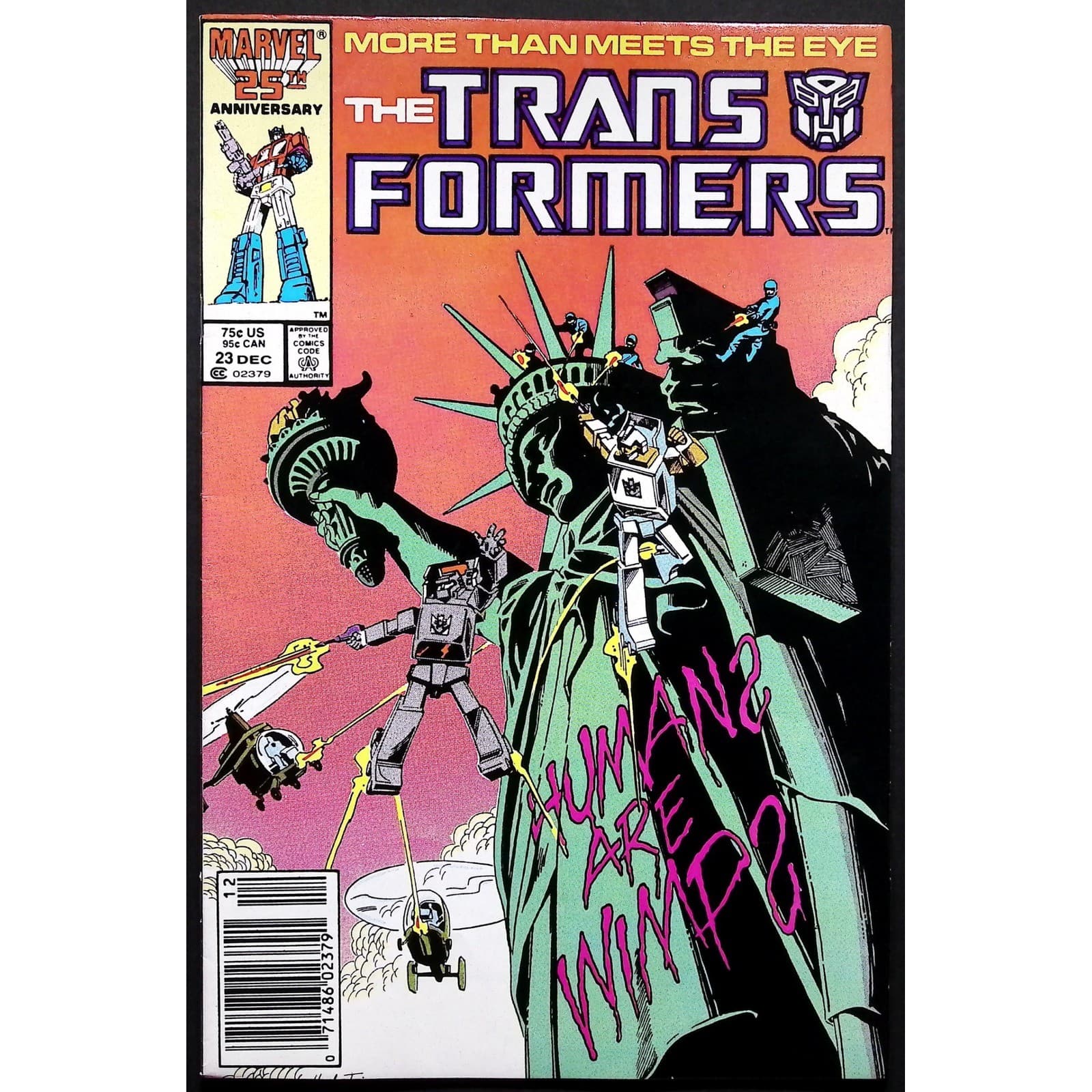 Transformers Comic Book Marvel #23 Newsstand 1986 Circuit Breaker Robot-Master
