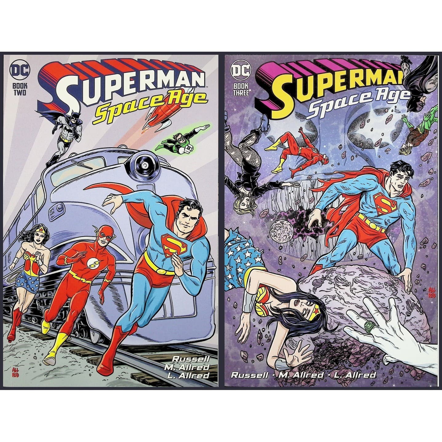 DC Comics Comic Lot Superman Space Age # 2 3 Michael Allred Justice League