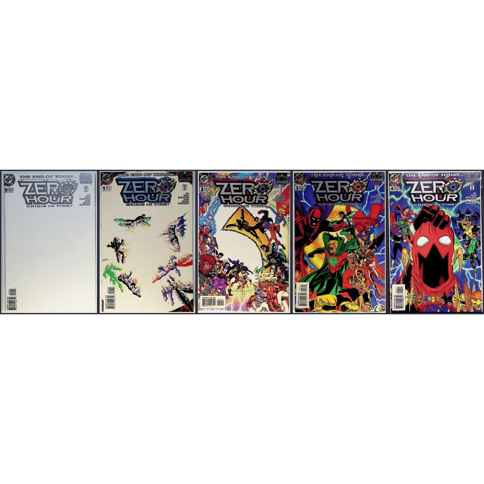 Zero Hour Crisis in Time #0-4 Set White Blank Variant DC 1994 Complete Lot VF-NM