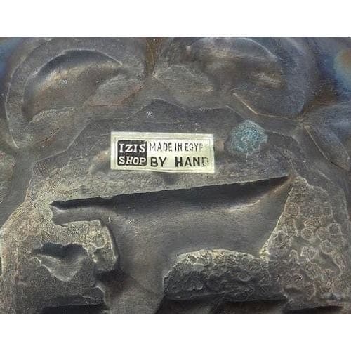 Handmade Egyptian Brass Plates Set of 2, Pharaoh Sphinx 8.5" Mixed Metal - Thumbnail 8
