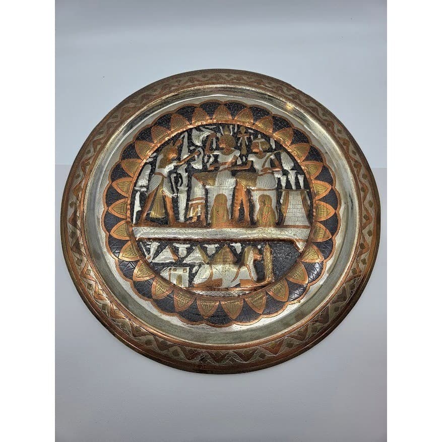 Egyptian Brass Plate Handmade Women Sphinx 15.5" - Thumbnail 2
