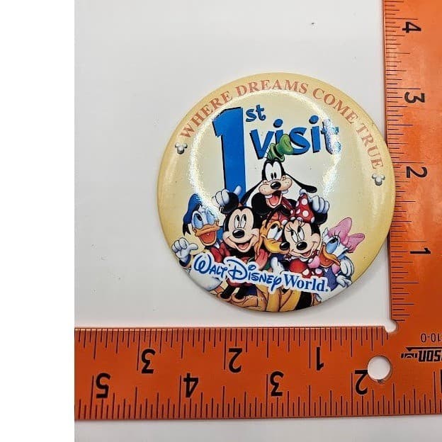 Disney Button Walt Disney World 1st Visit Mickey Mouse Souvenir Pin #1 - Thumbnail 2