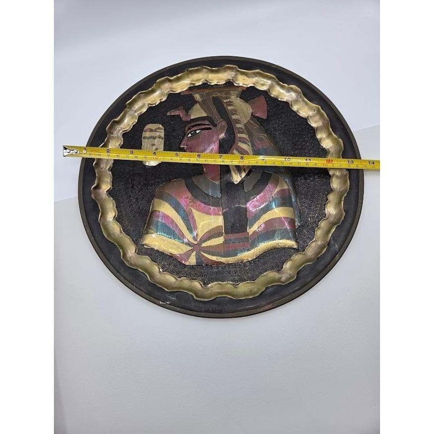 Handmade Egyptian Brass Wall Plate Queen Nefertari Egyptcore 13.5" Decor - Thumbnail 5