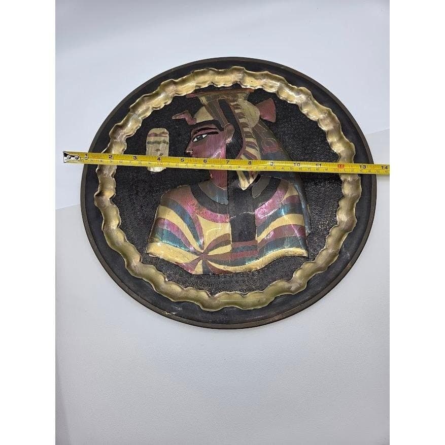 Handmade Egyptian Brass Wall Plate Queen Nefertari Egyptcore 13.5" Decor - Thumbnail 6