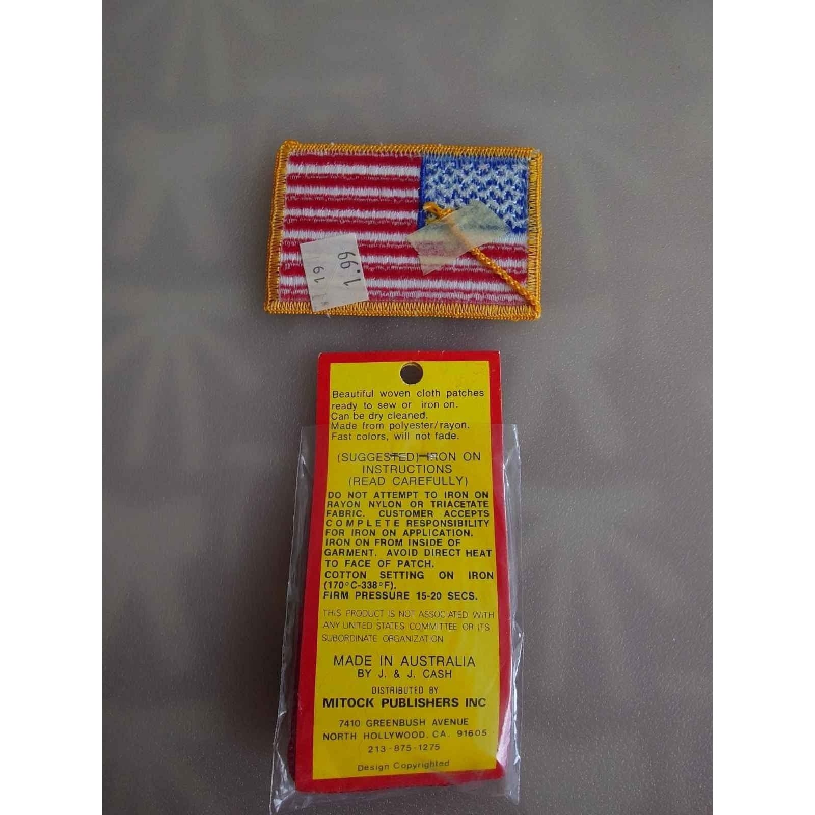 USA Flag Embroidered Patch Iron-On Sew-On Set of 2 Gold Border Waving Flag - Thumbnail 2