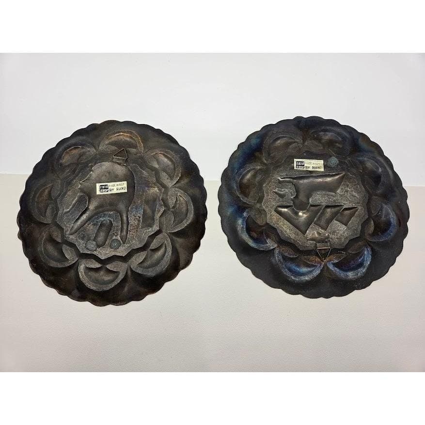 Handmade Egyptian Brass Plates Set of 2, Pharaoh Sphinx 8.5" Mixed Metal - Thumbnail 6