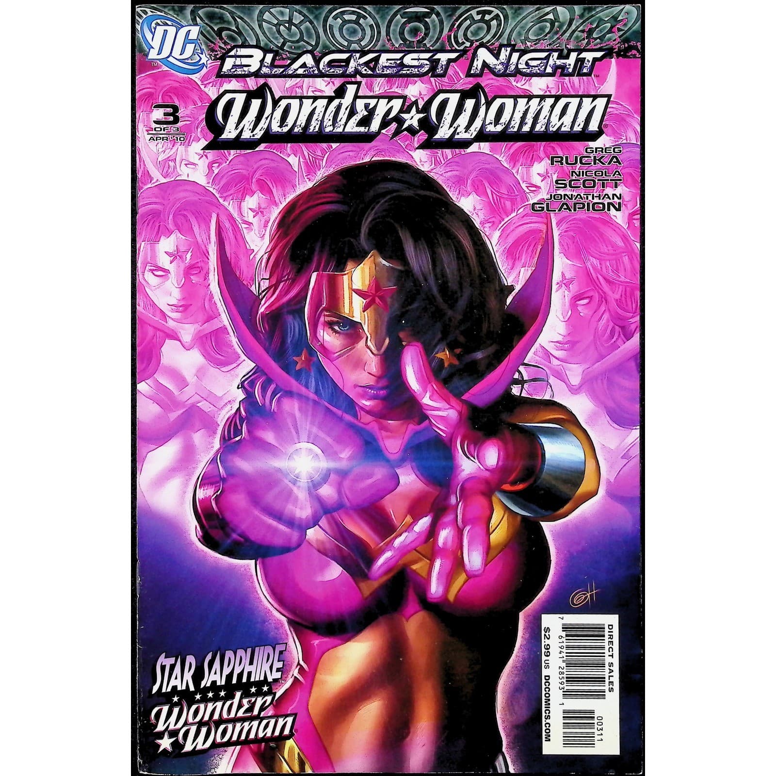 DC Comics Comic Lot Blackest Night Wonder Woman #1-3 Complete Set 2010 - Thumbnail 4