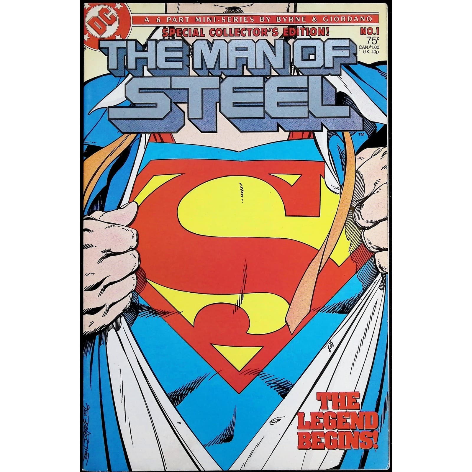 Superman 2X Comic Lot #75 Man of Steel #1B 1st Variant Cover DC - Thumbnail 4