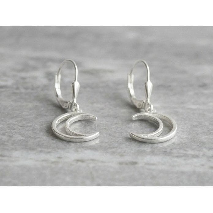 Handmade Earrings Silver Crescent Moon Stainless Steel Leverback Witchy Boho - Thumbnail 4