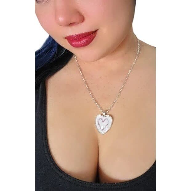 Handmade Necklace Silver Heart Candy Cane Christmas Pendant 21" Stainless Steel - Thumbnail 9