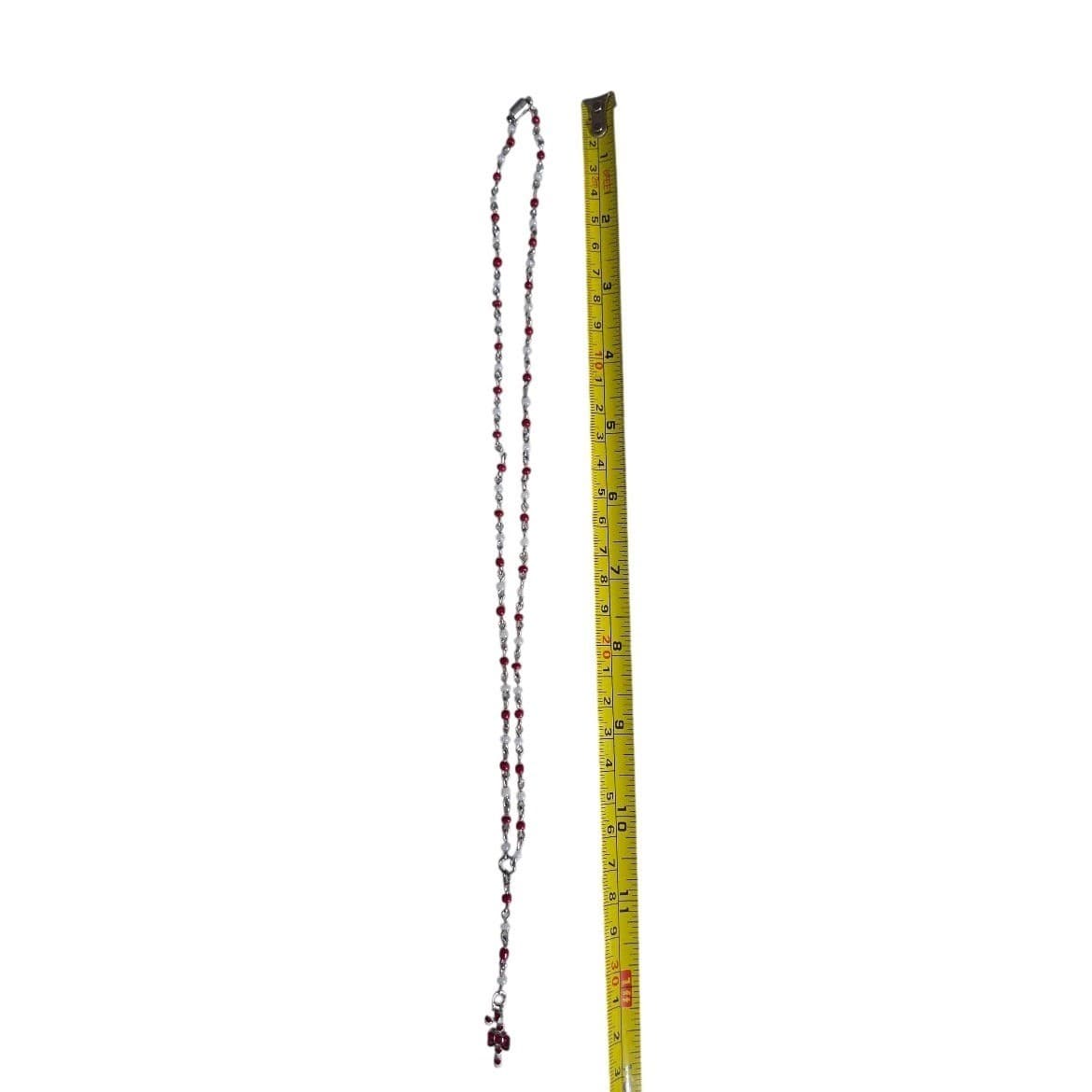 Handmade Necklace Red Faux Pearl Beaded Y-Shape Candy Cane Holiday # Festive - Thumbnail 6