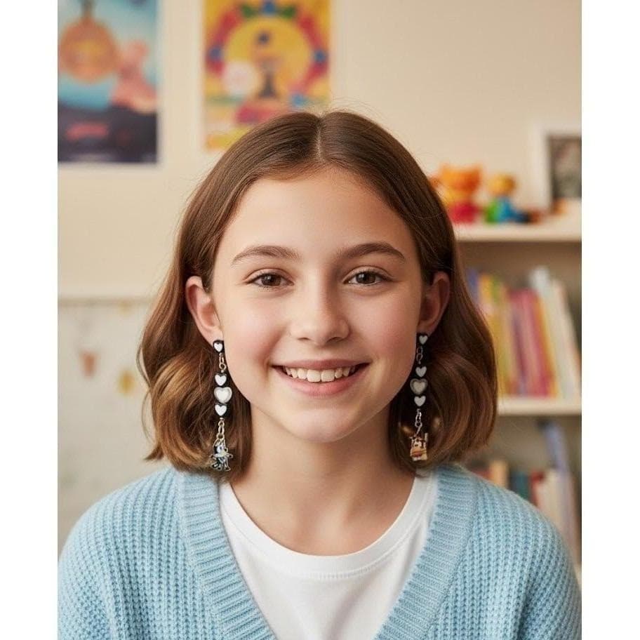 Bluey Cartoon Halloween Earrings Kids Dog Bingo Witch Jewelry Handmade - Thumbnail 4