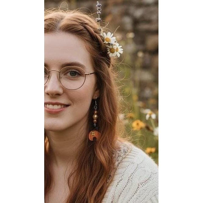 Pumpkin Earrings Dangle Drop Handmade - Thumbnail 5