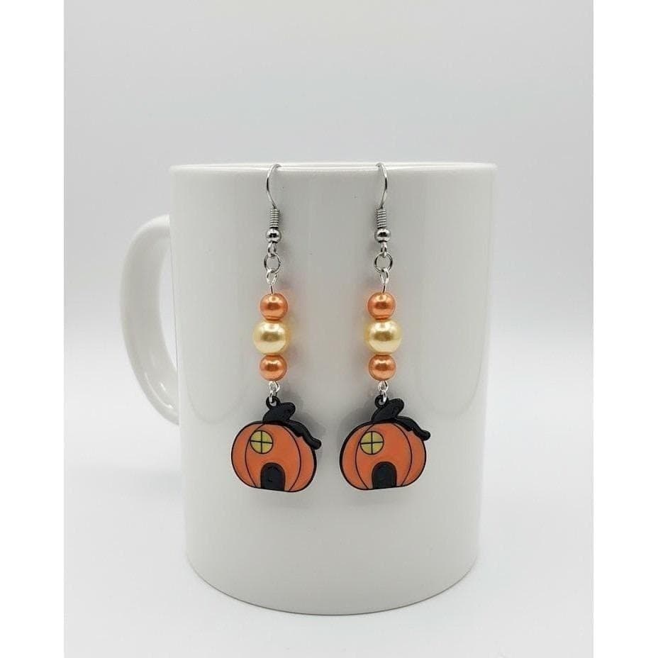 Pumpkin Earrings Dangle Drop Handmade - Thumbnail 4
