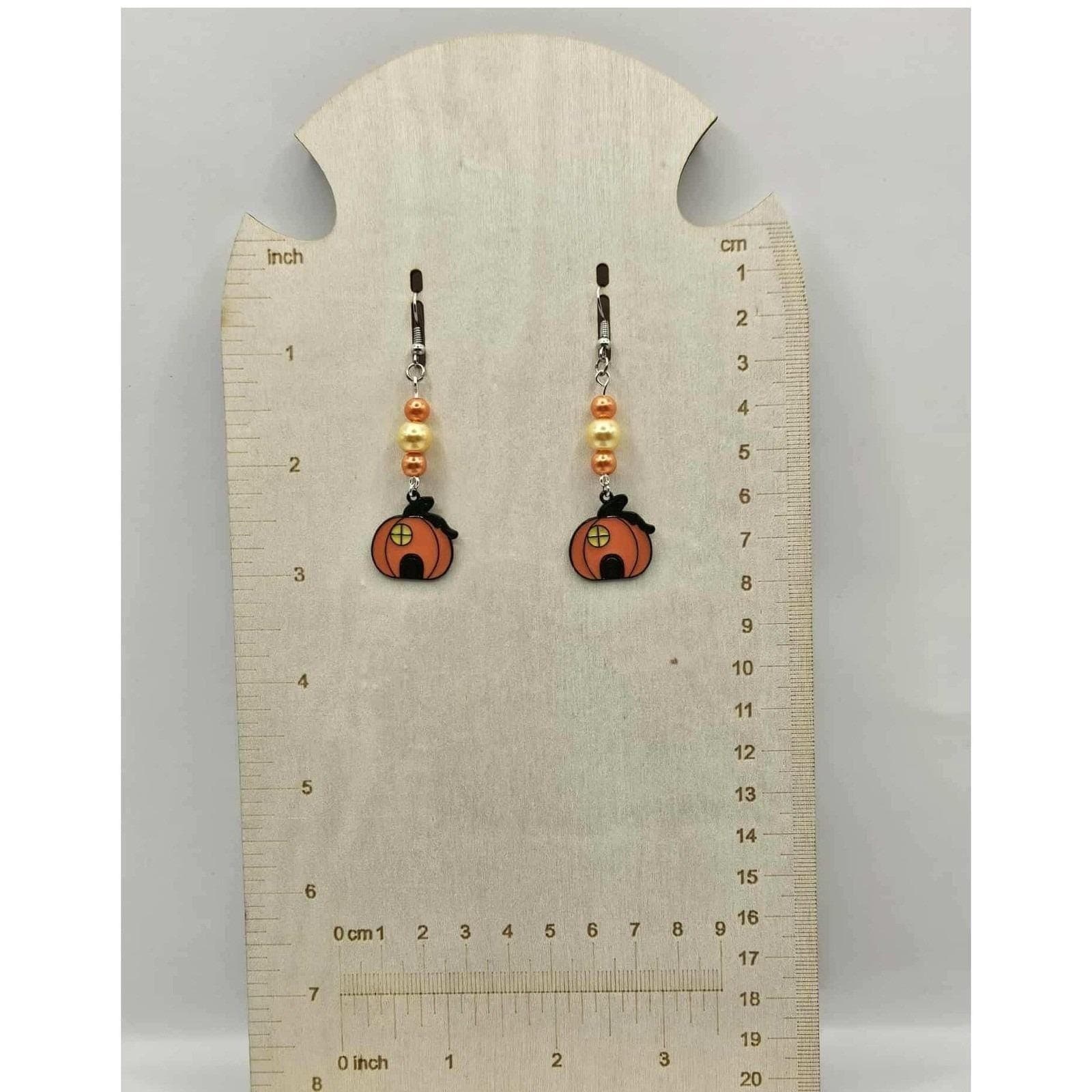 Pumpkin Earrings Dangle Drop Handmade - Thumbnail 3