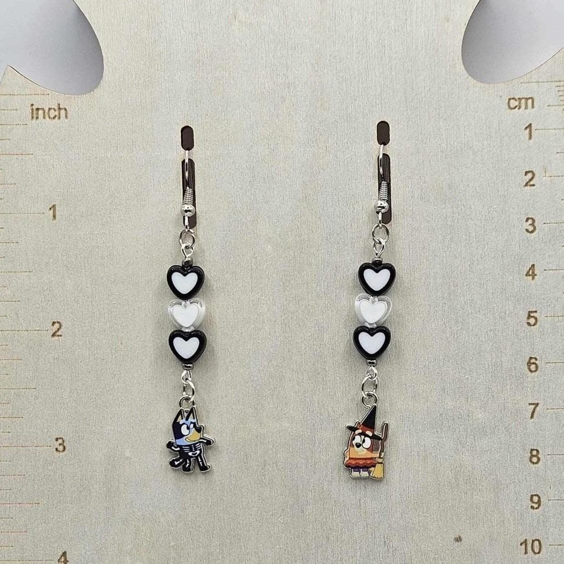 Bluey Cartoon Halloween Earrings Kids Dog Bingo Witch Jewelry Handmade - Thumbnail 2