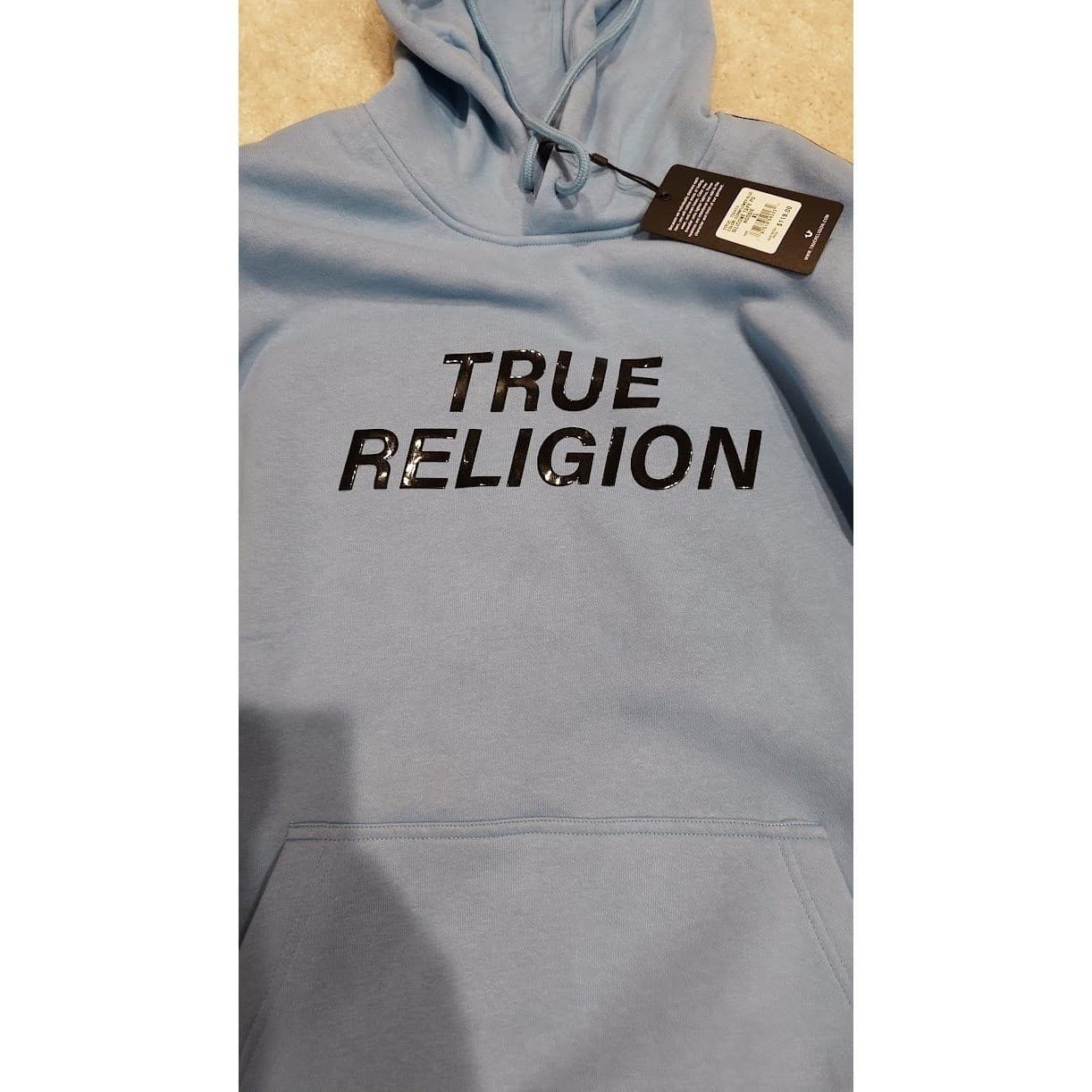 True Religion Silicone Tape Hoodie Tape PO Cornflower Blue XL New w/ Tags - Thumbnail 3