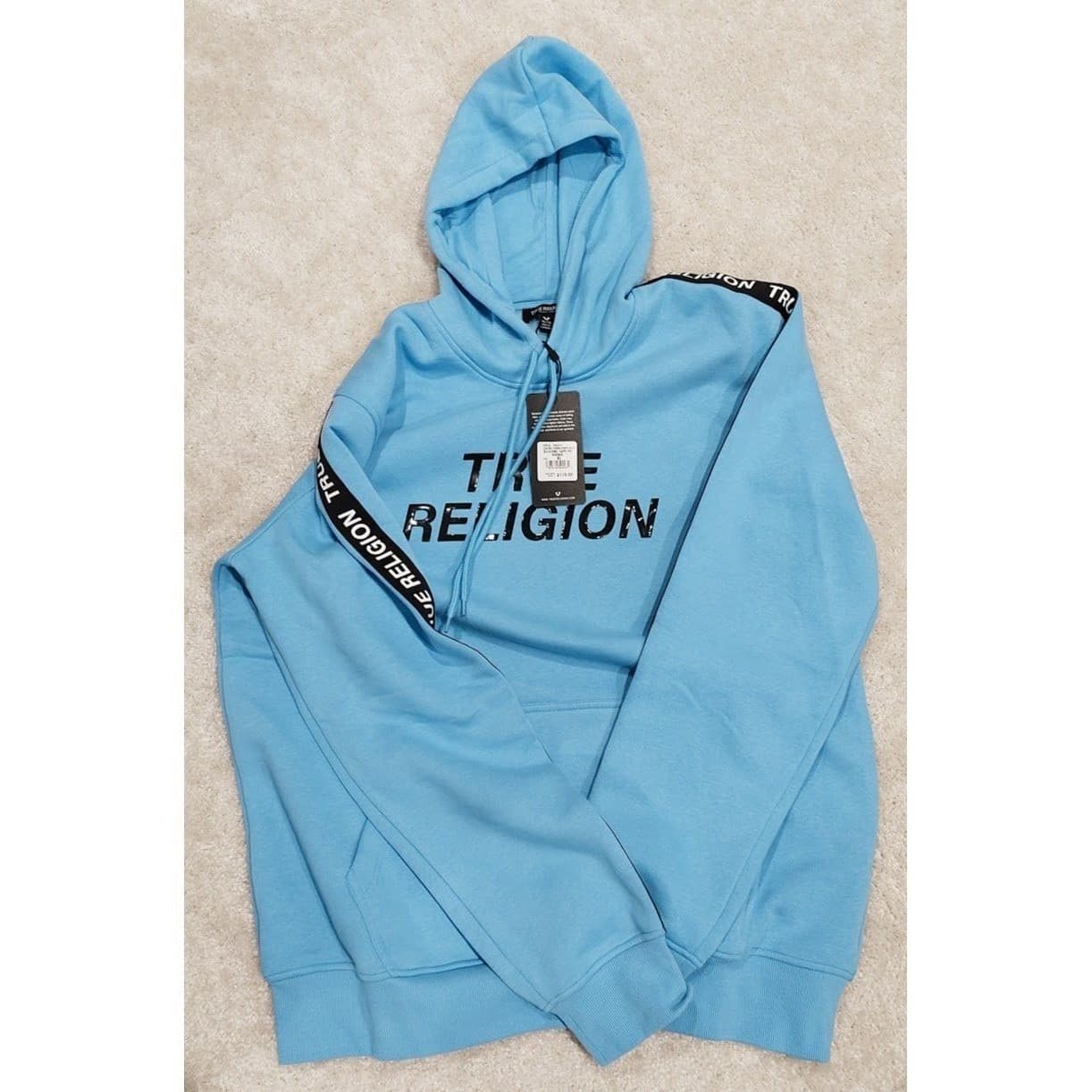 True Religion Silicone Tape Hoodie Tape PO Cornflower Blue XL New w/ Tags - Thumbnail 6