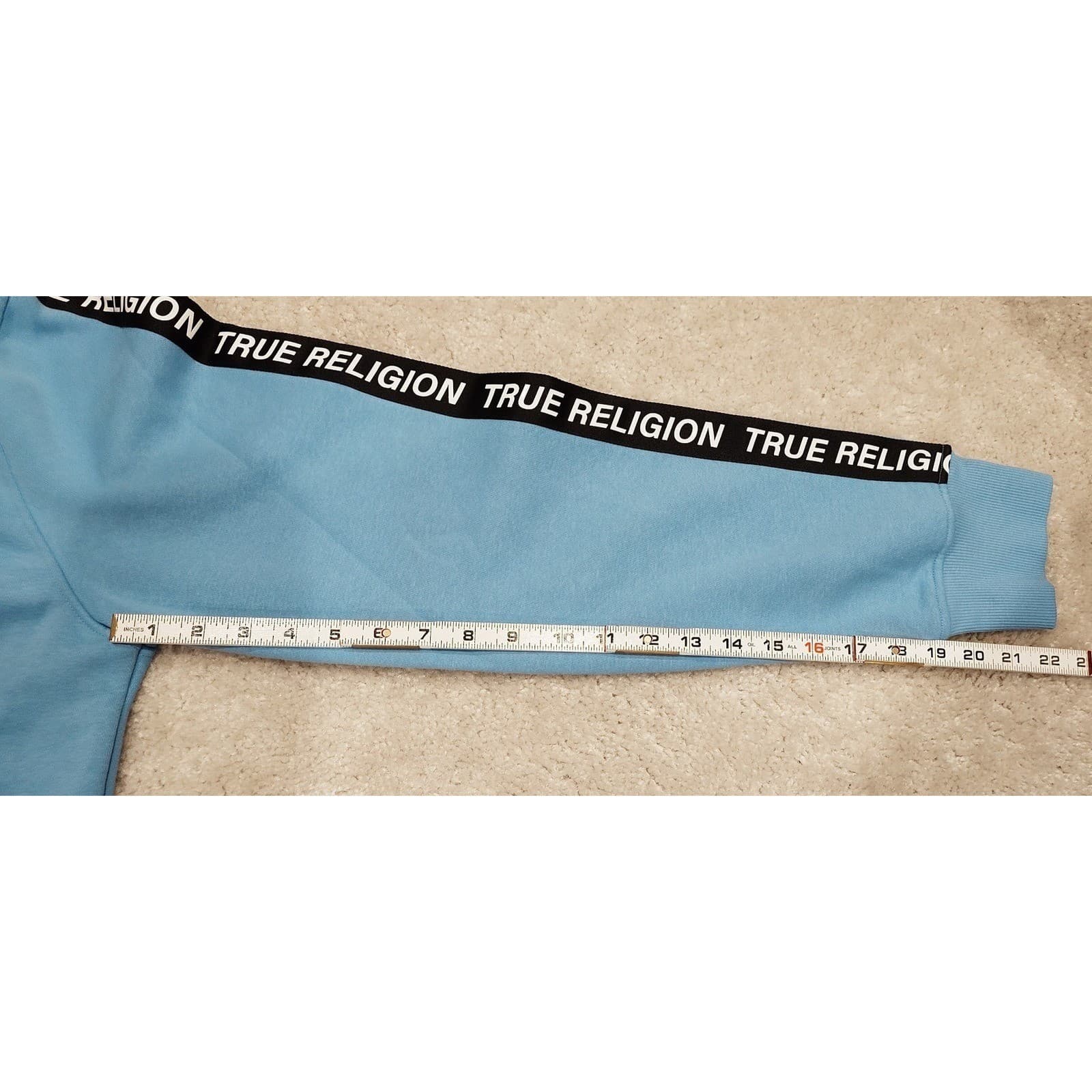 True Religion Silicone Tape Hoodie Tape PO Cornflower Blue XL New w/ Tags - Thumbnail 8