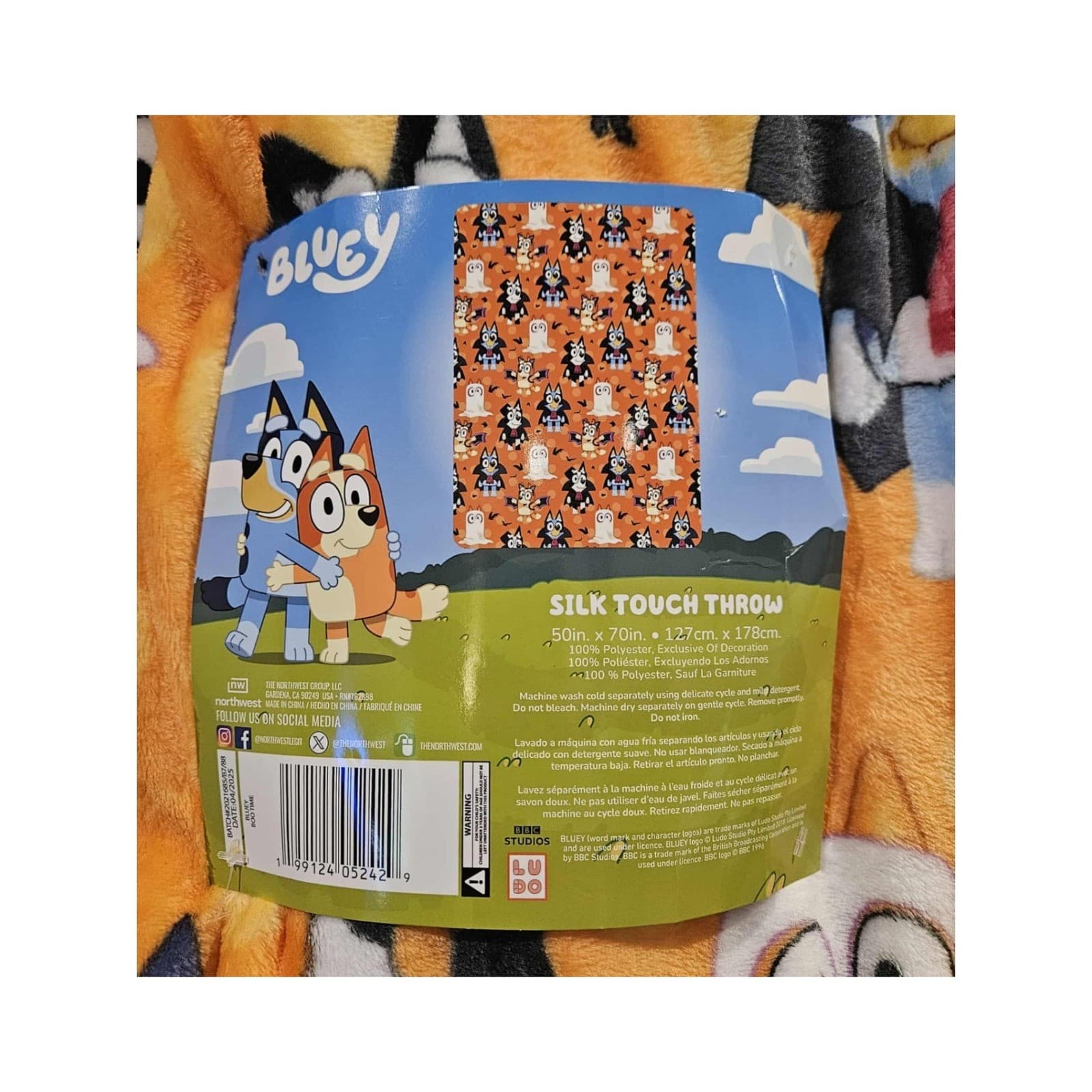 Bluey Cartoon Halloween Plush Throw Blanket 50x70 Orange Kids Blanket Bingo - Thumbnail 2