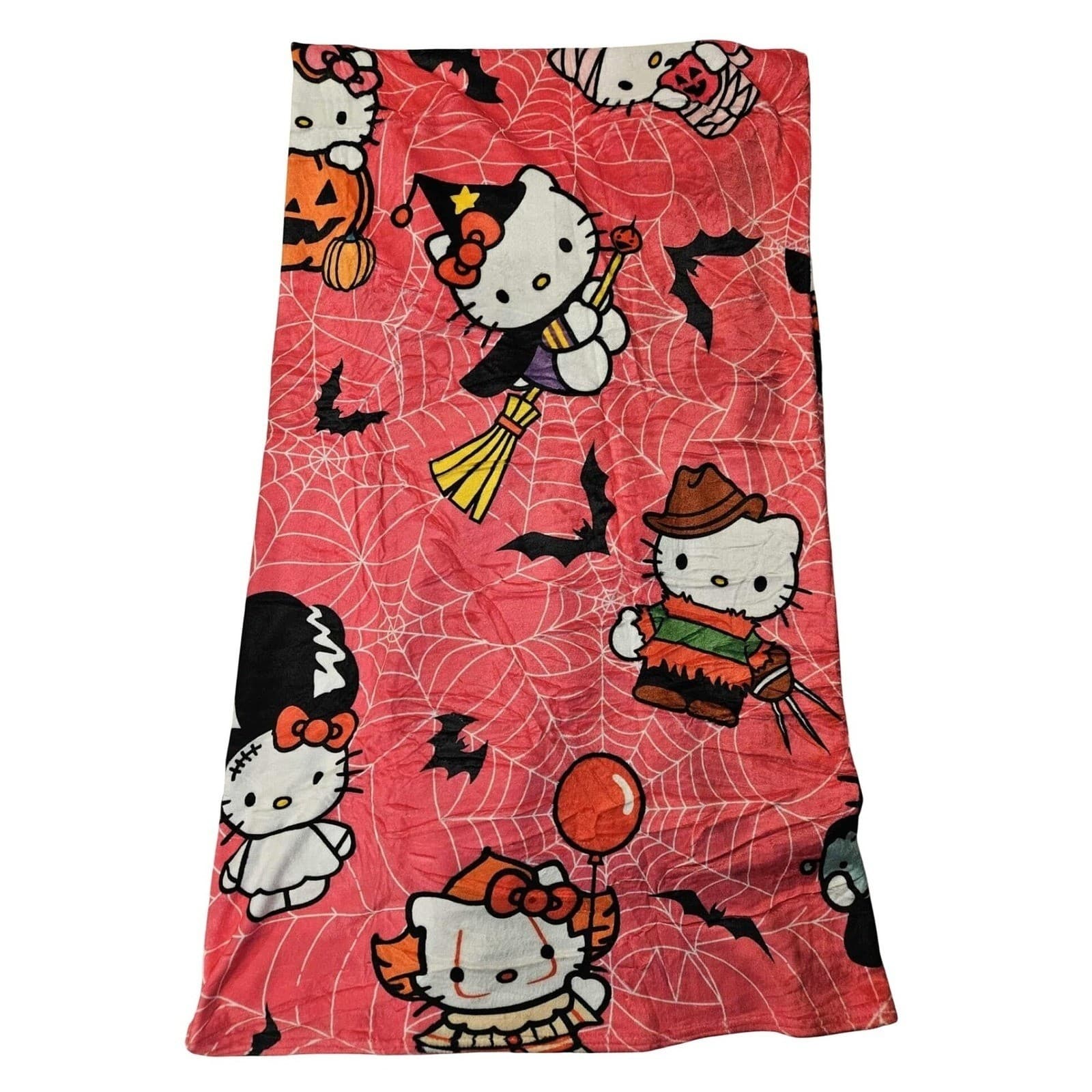 Hello Kitty Halloween Pink Blanket Throw Bat Sanrio Spooky Cute 60x80 inches - Thumbnail 2