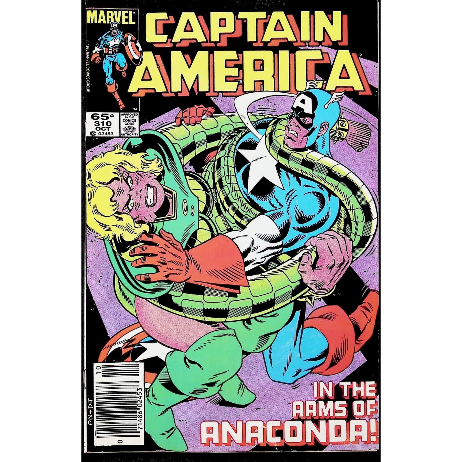 Captain America 4X Comic Lot #303 304 310 311 Newsstand 1st Serpent Society Marv - Thumbnail 6