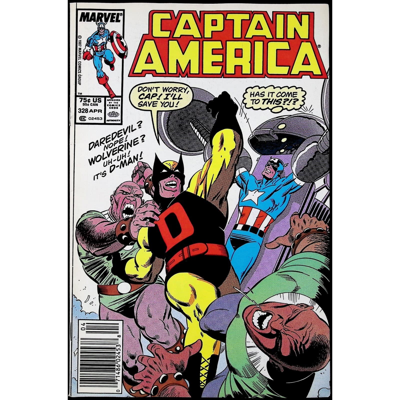 Captain America 2X Comic Lot #328 330 1st D-Man Newsstand Marvel - Thumbnail 2