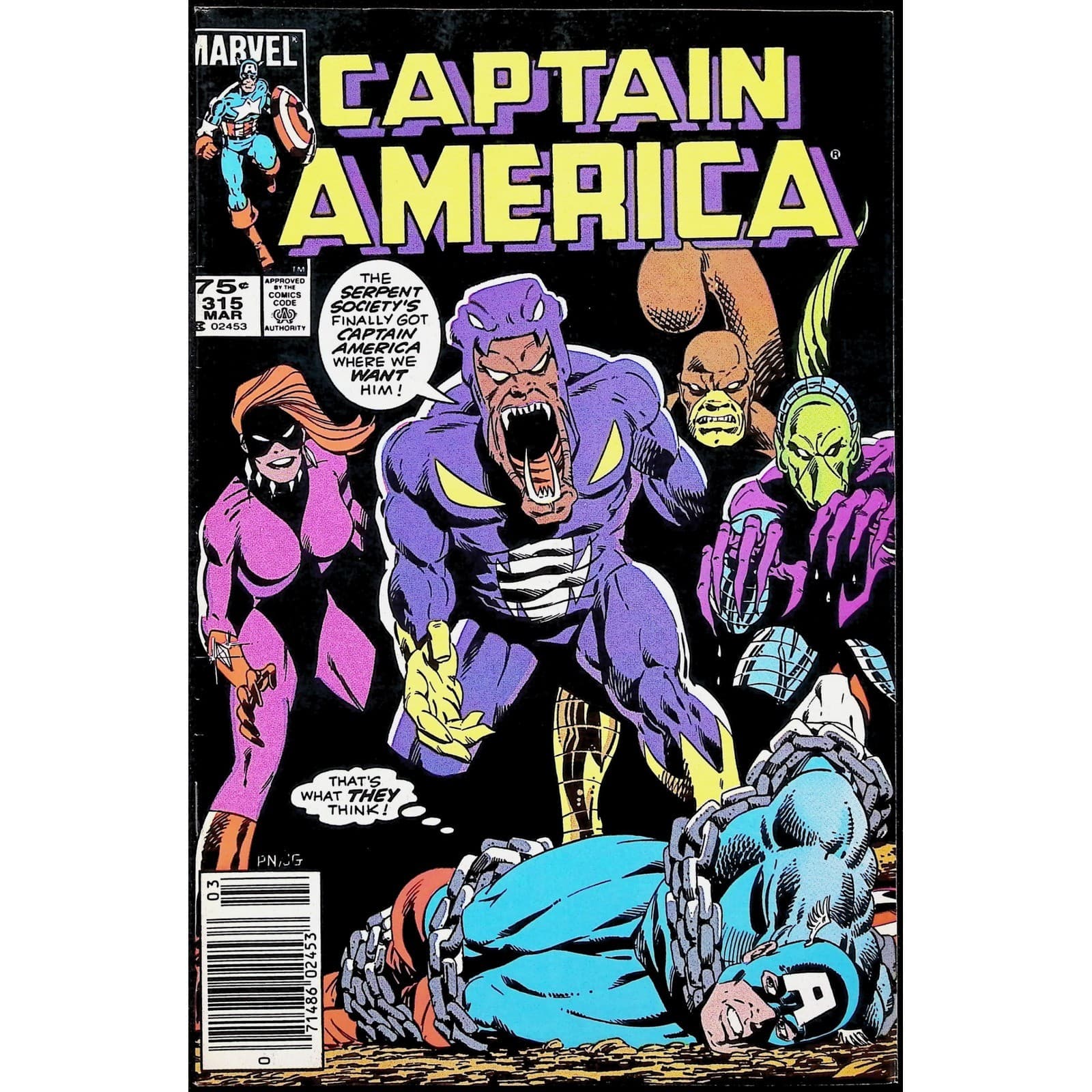 Captain America 4X Comic Lot #315 316 316 318 Newsstand Marvel Serpent Society - Thumbnail 2