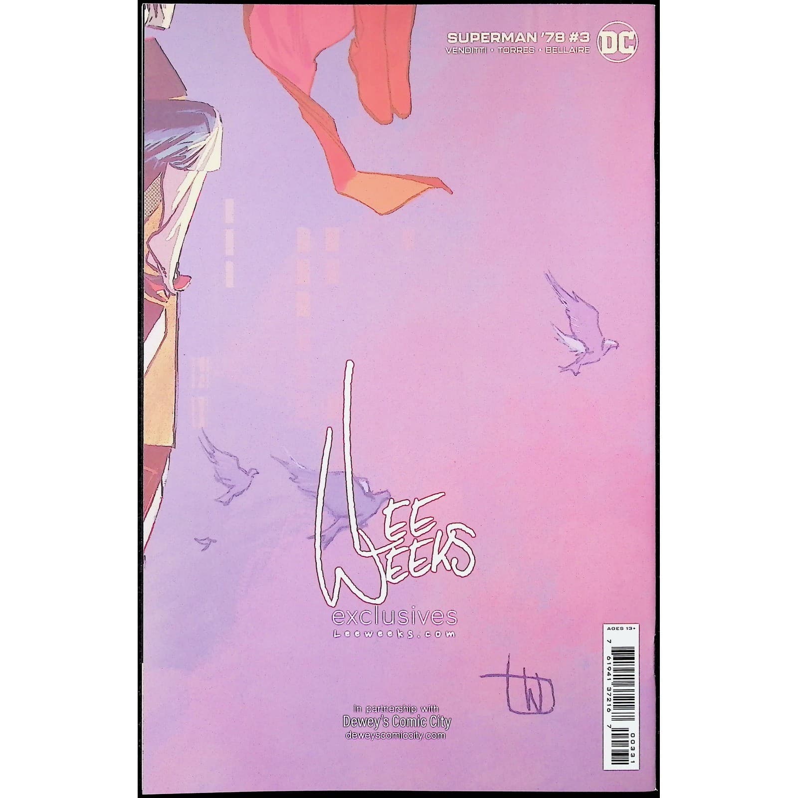 Superman 78 #3 Lee Weeks Deweys Comic City Virgin Variant DC Comic Book - Thumbnail 2