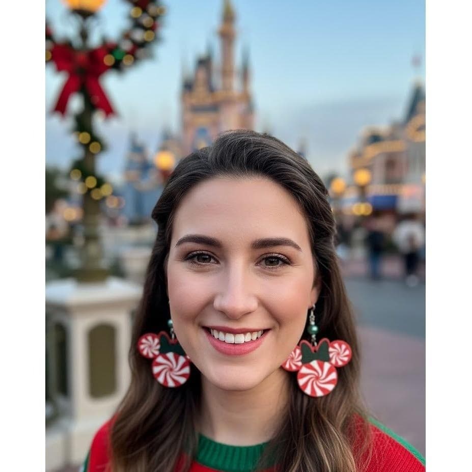 Disney Minnie Mouse Peppermint Candy Christmas Dangle Earrings Handmade - Thumbnail 6