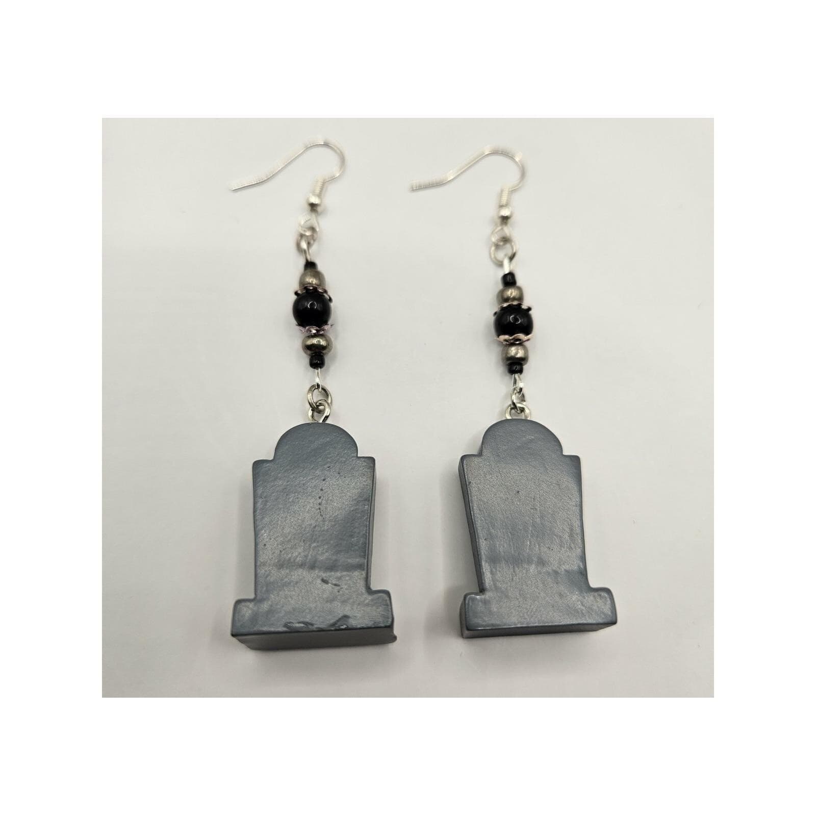 Tombstone Dangle Earrings Halloween Handmade Jewelry Spooky Gothic Grave - Thumbnail 4