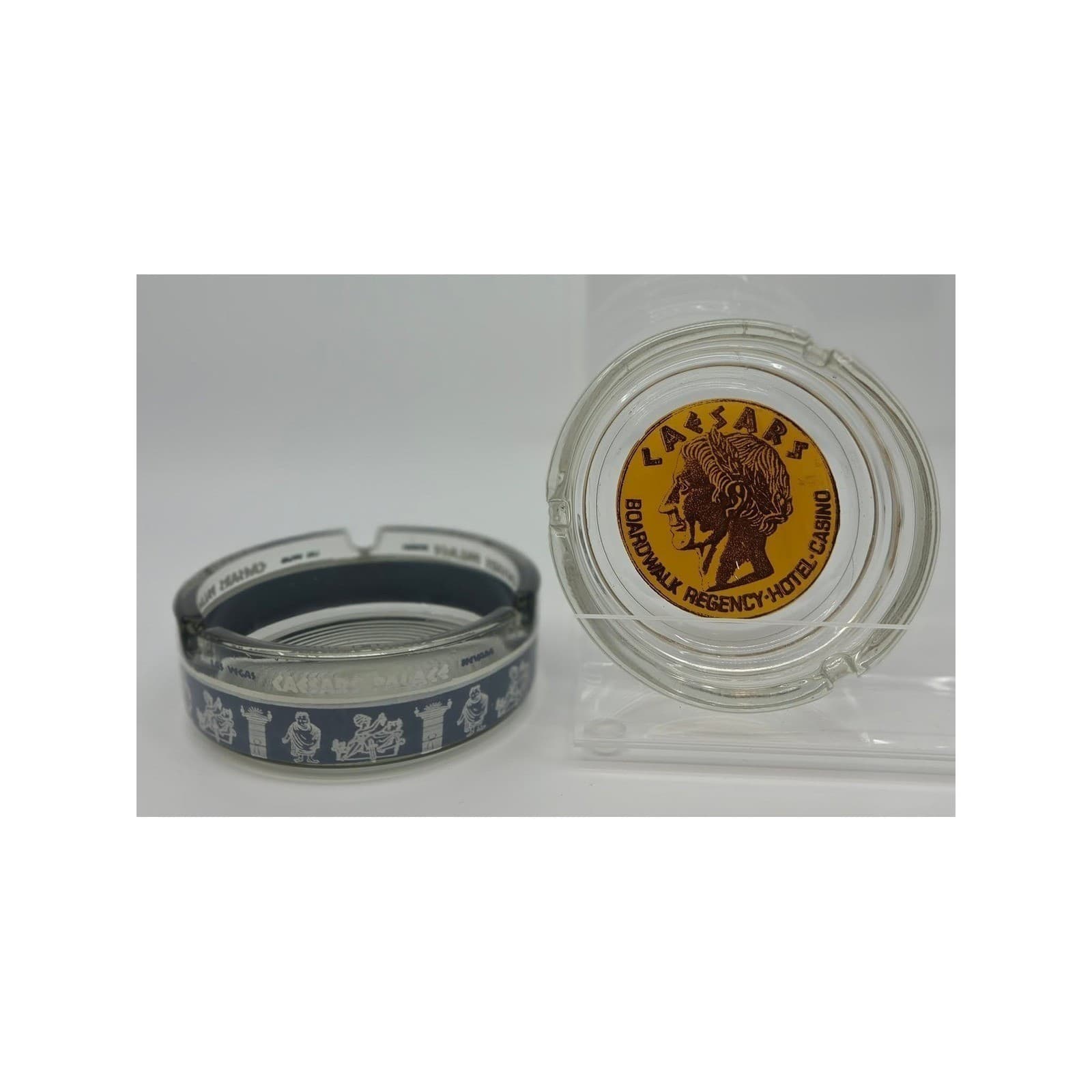 Caesars Palace Ashtray Lot Vintage Glass Las Vegas Boardwalk Regency Casino 2pc - Thumbnail 2