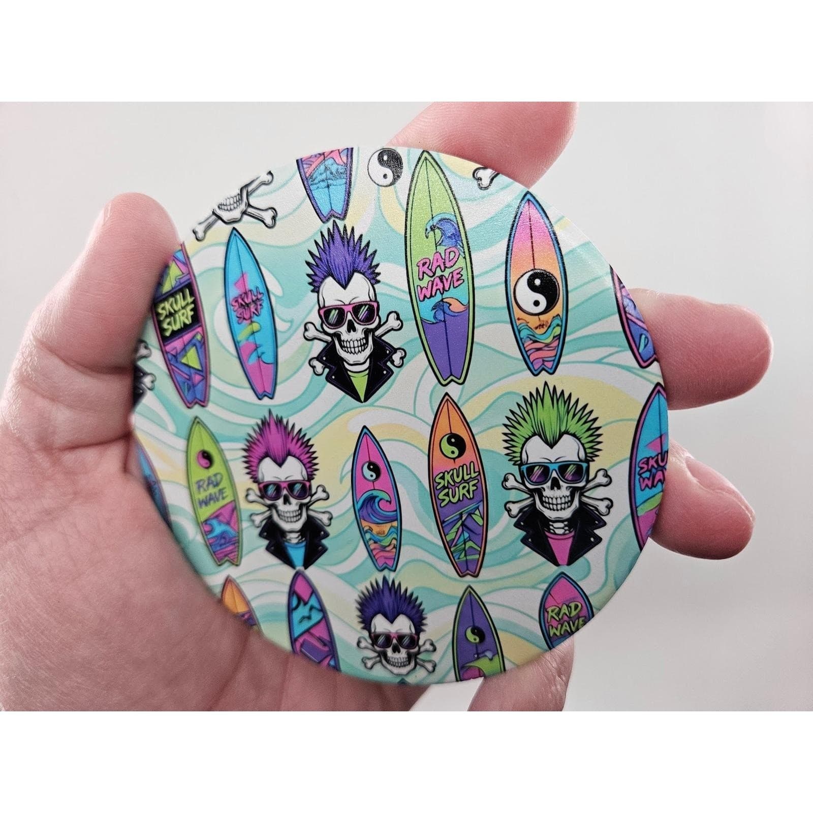 Custom Mainline Coaster 6pc Set 4" Retro 80s 90s Synthwave Skull Vaporwave - Thumbnail 11