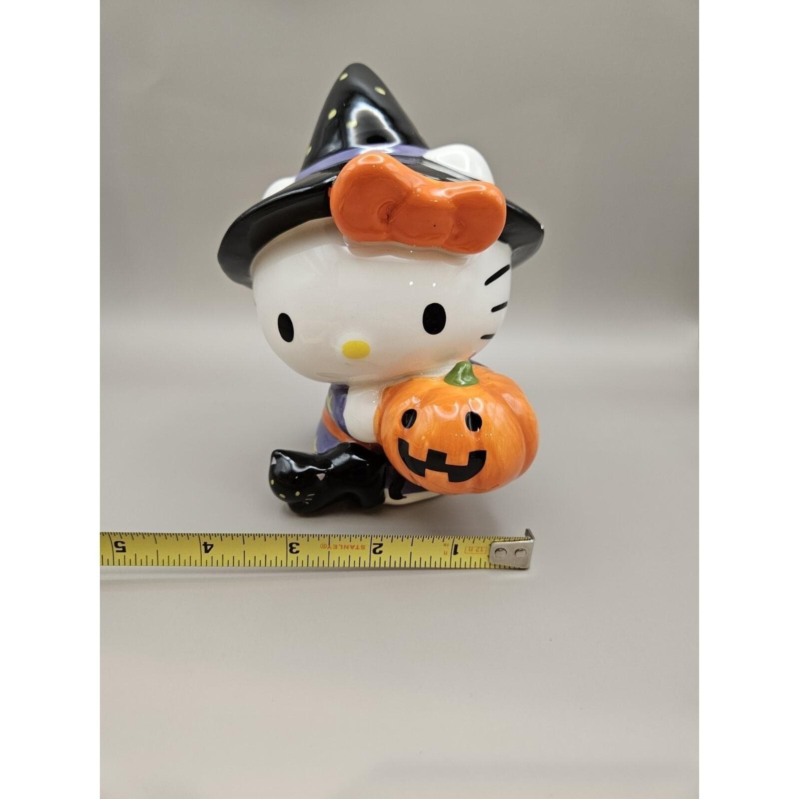 Hello Kitty Pumpkin Black Cat Witch Porcelain Blue Sky Figurine - Thumbnail 4