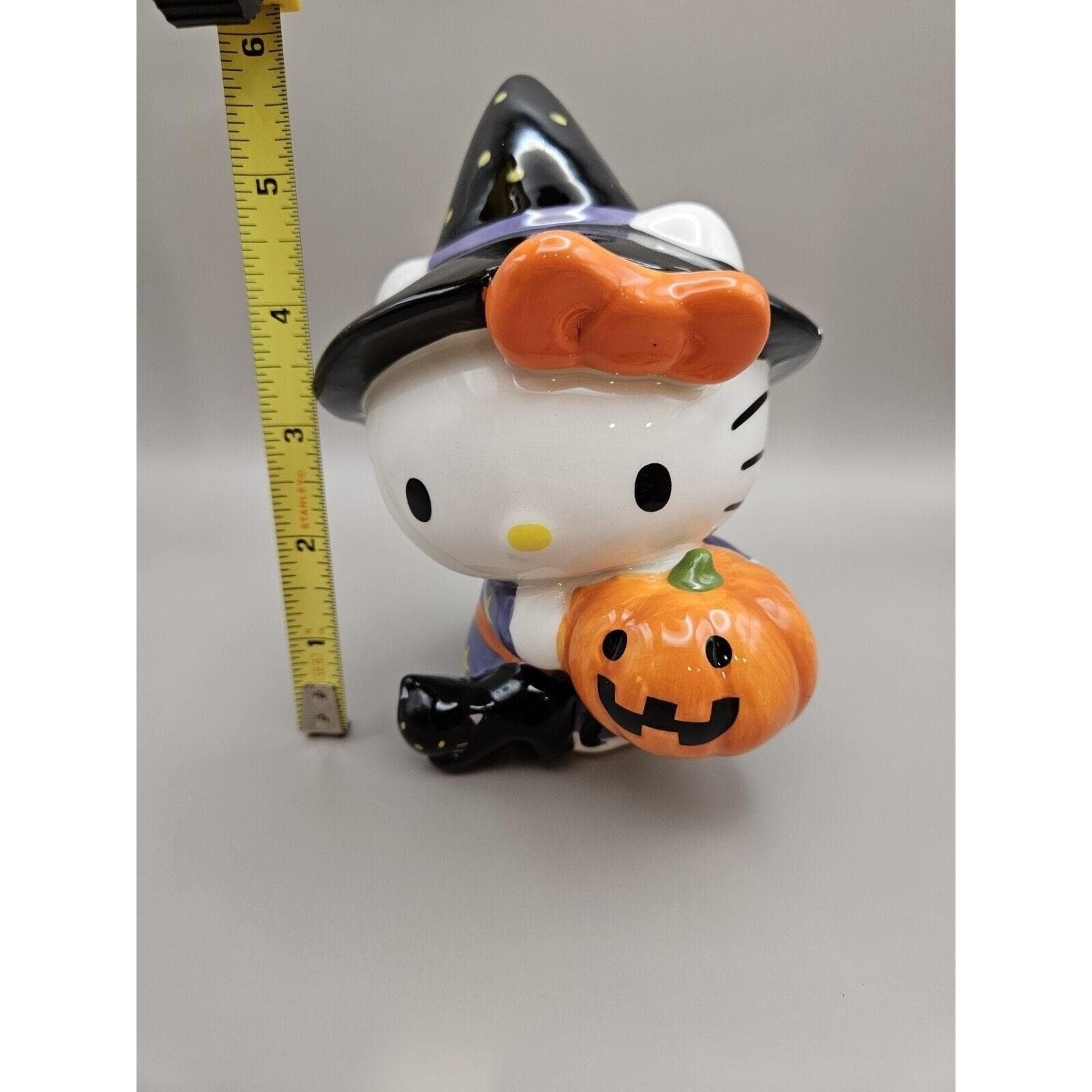 Hello Kitty Pumpkin Black Cat Witch Porcelain Blue Sky Figurine - Thumbnail 5