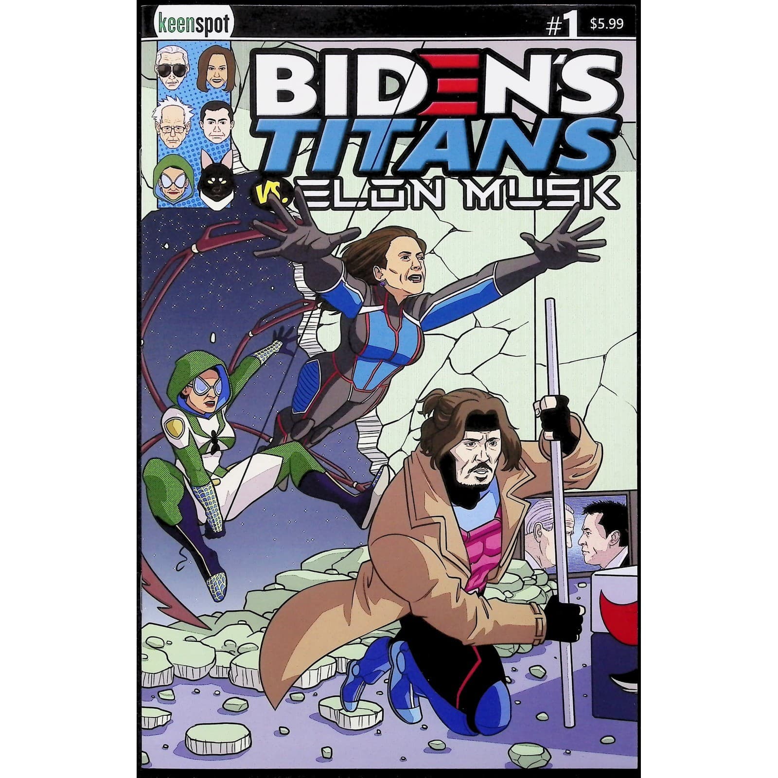 Biden's Titans vs Elon Musk #1 Keenspot Variant Cover Set A B C Lot of 3 - Thumbnail 4