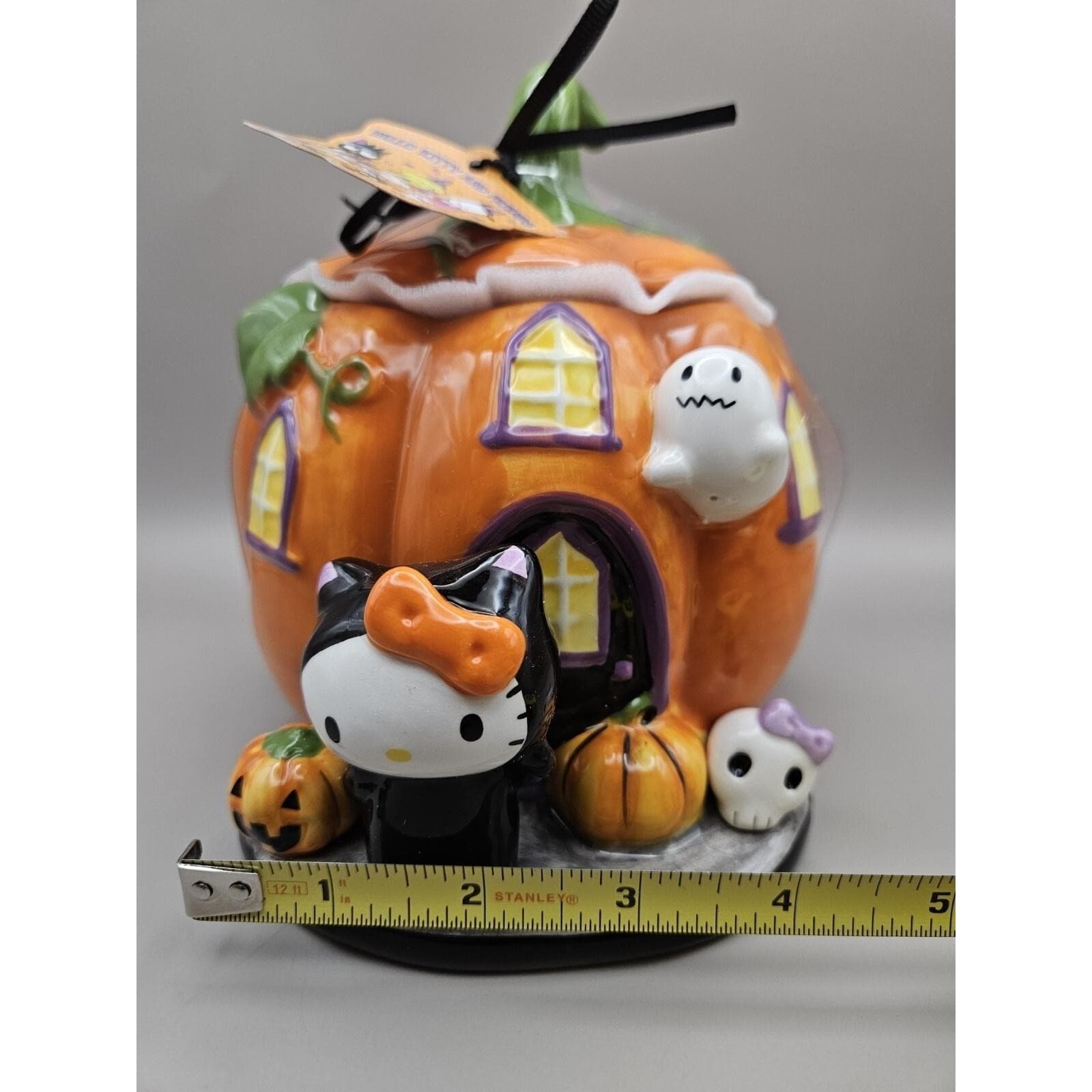 Sanrio Blue Sky Hello Kitty HK Halloween Small 6.5" Pumpkin Cookie Jar - Thumbnail 3