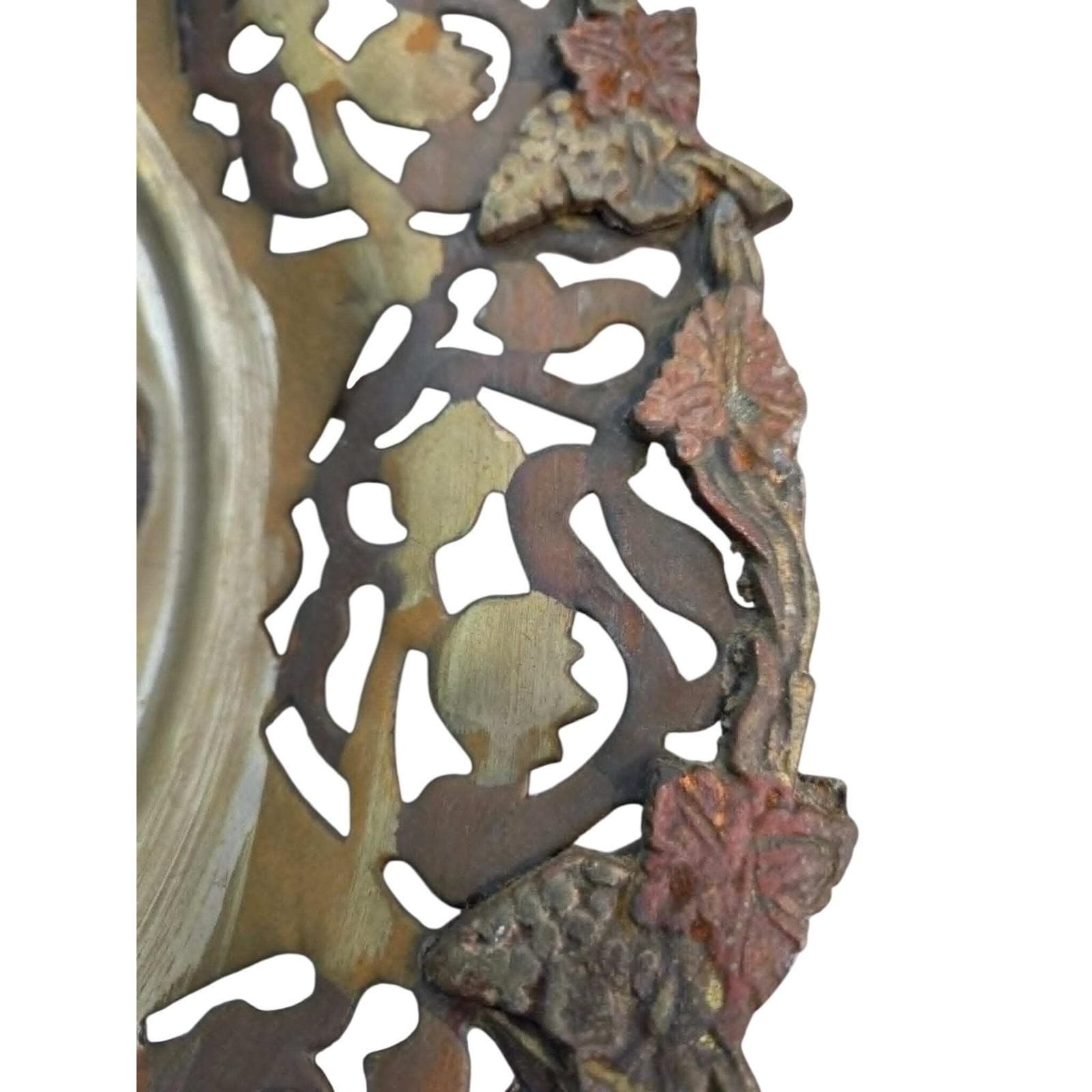 Handmade Egyptian Plate Brass Copper Pharaoh Profile Grape Border 15" - Thumbnail 7