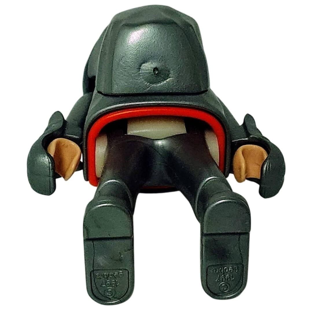Vintage Toy Figure Playmobil Firefighter Silver Suit Visor Helmet Grey Emblem - Thumbnail 3