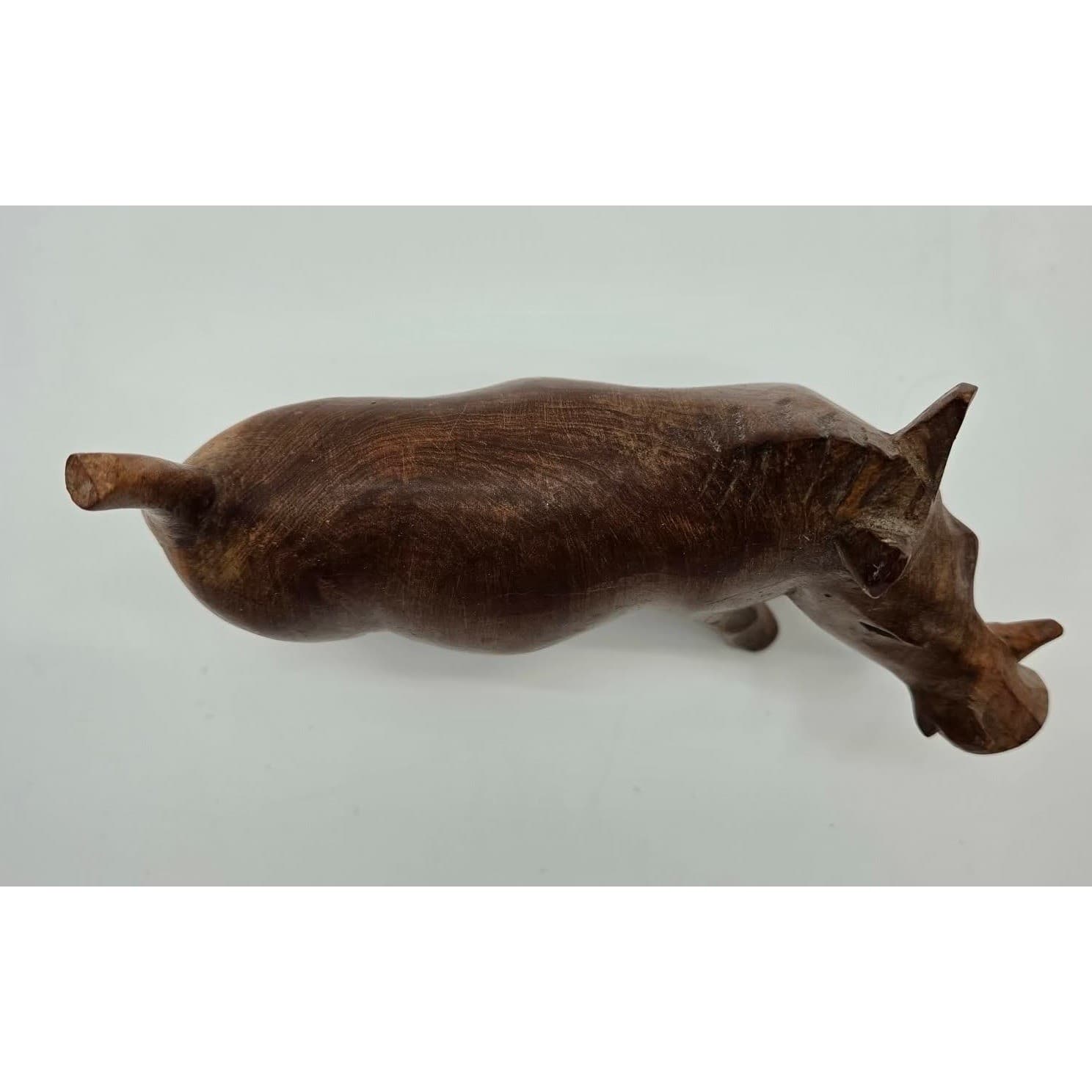Handmade Warthog Figurine Carved Vintage Wood Brown Chestnut Safari Decor Boar - Thumbnail 3