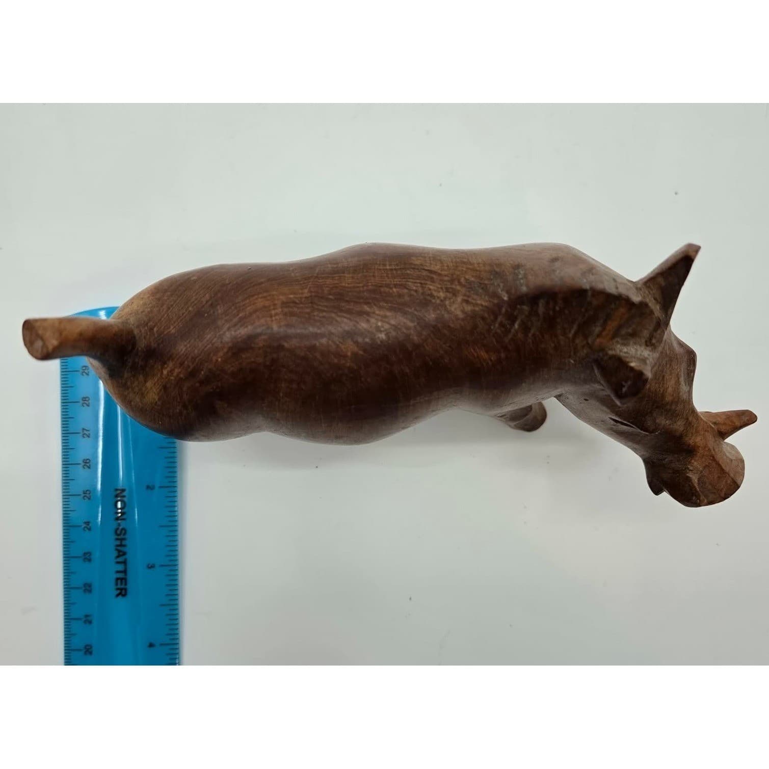 Handmade Warthog Figurine Carved Vintage Wood Brown Chestnut Safari Decor Boar - Thumbnail 6