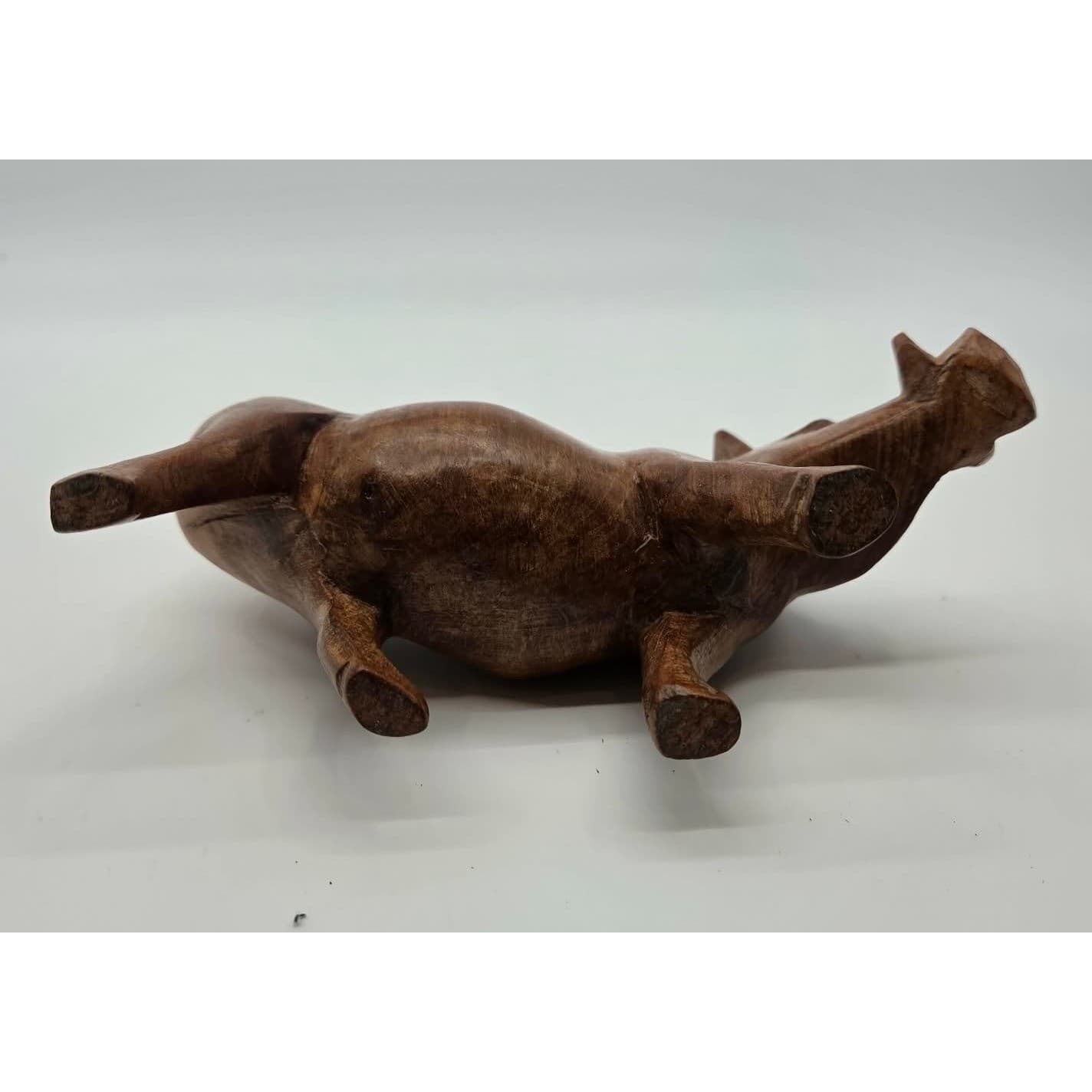 Handmade Warthog Figurine Carved Vintage Wood Brown Chestnut Safari Decor Boar - Thumbnail 4