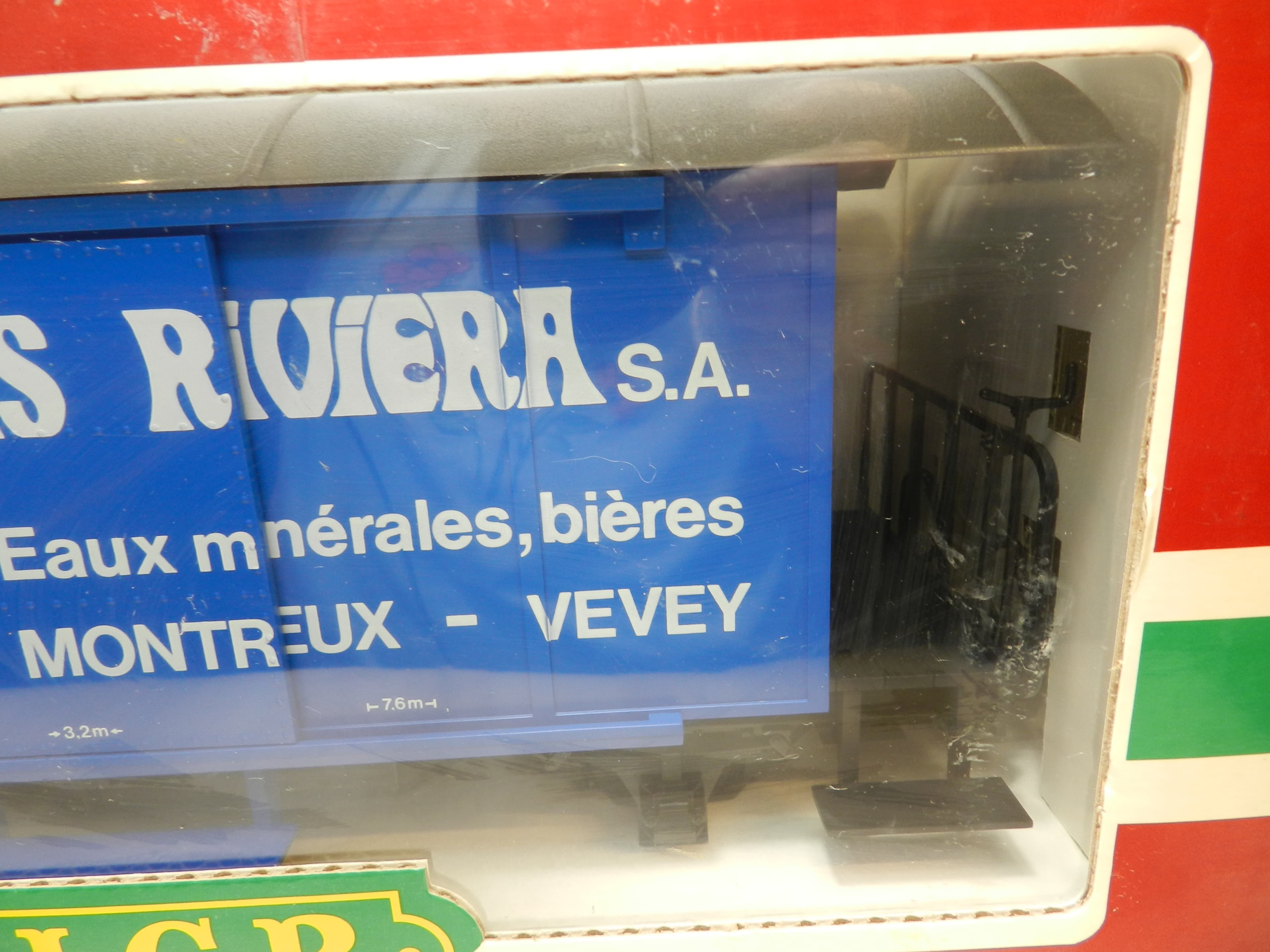 LGB G Scale Boxcar 4029 Boissons Riviera S.A. Montreux Vevey Train Unopened O90K - Thumbnail 4