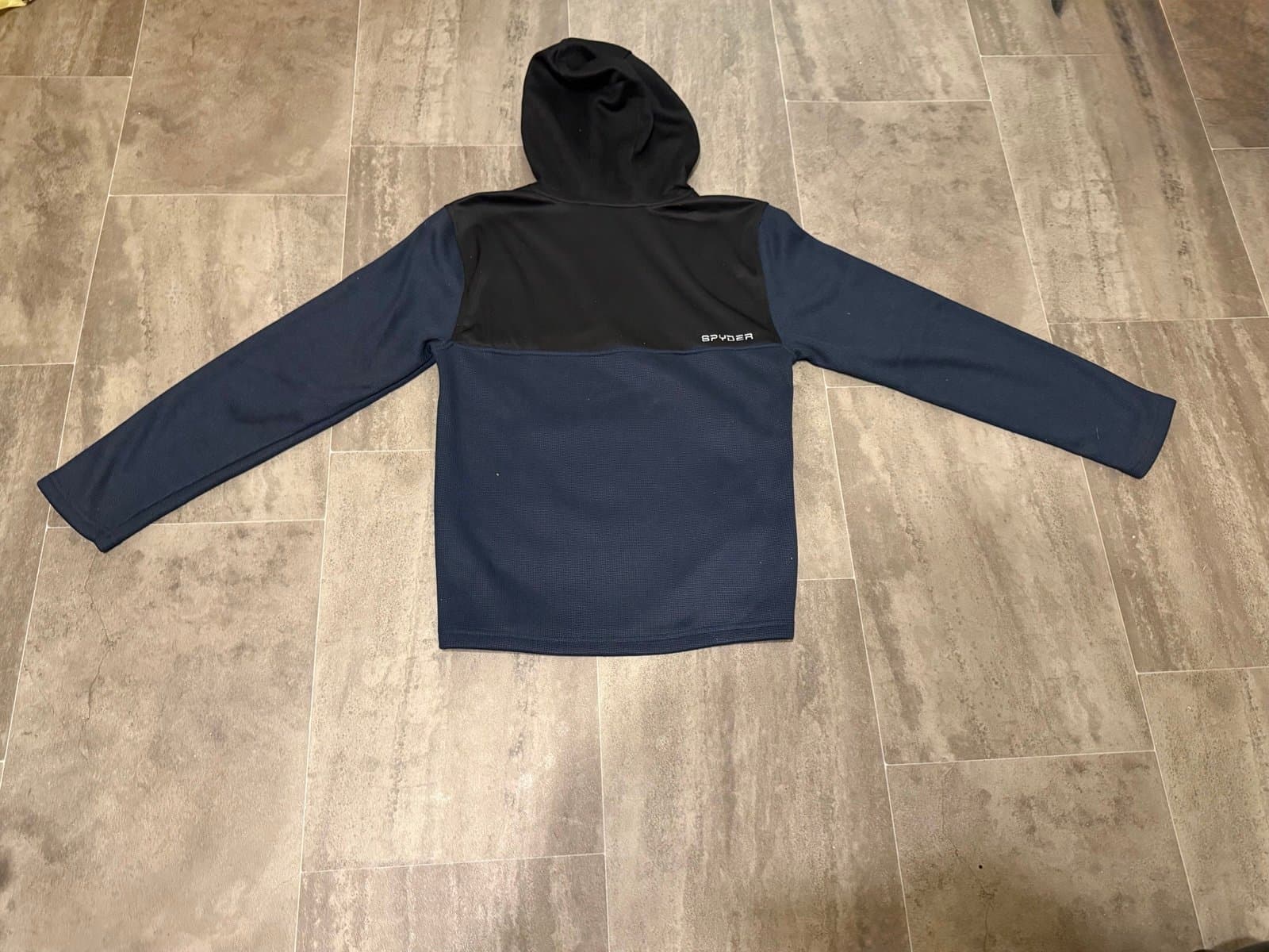 NWT Spyder Waffle Knit 1/4 Zip Hoodie Navy/Black Gorpcore Mediu - Thumbnail 5