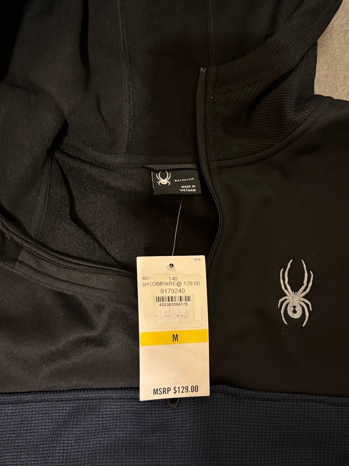 NWT Spyder Waffle Knit 1/4 Zip Hoodie Navy/Black Gorpcore Mediu - Thumbnail 2