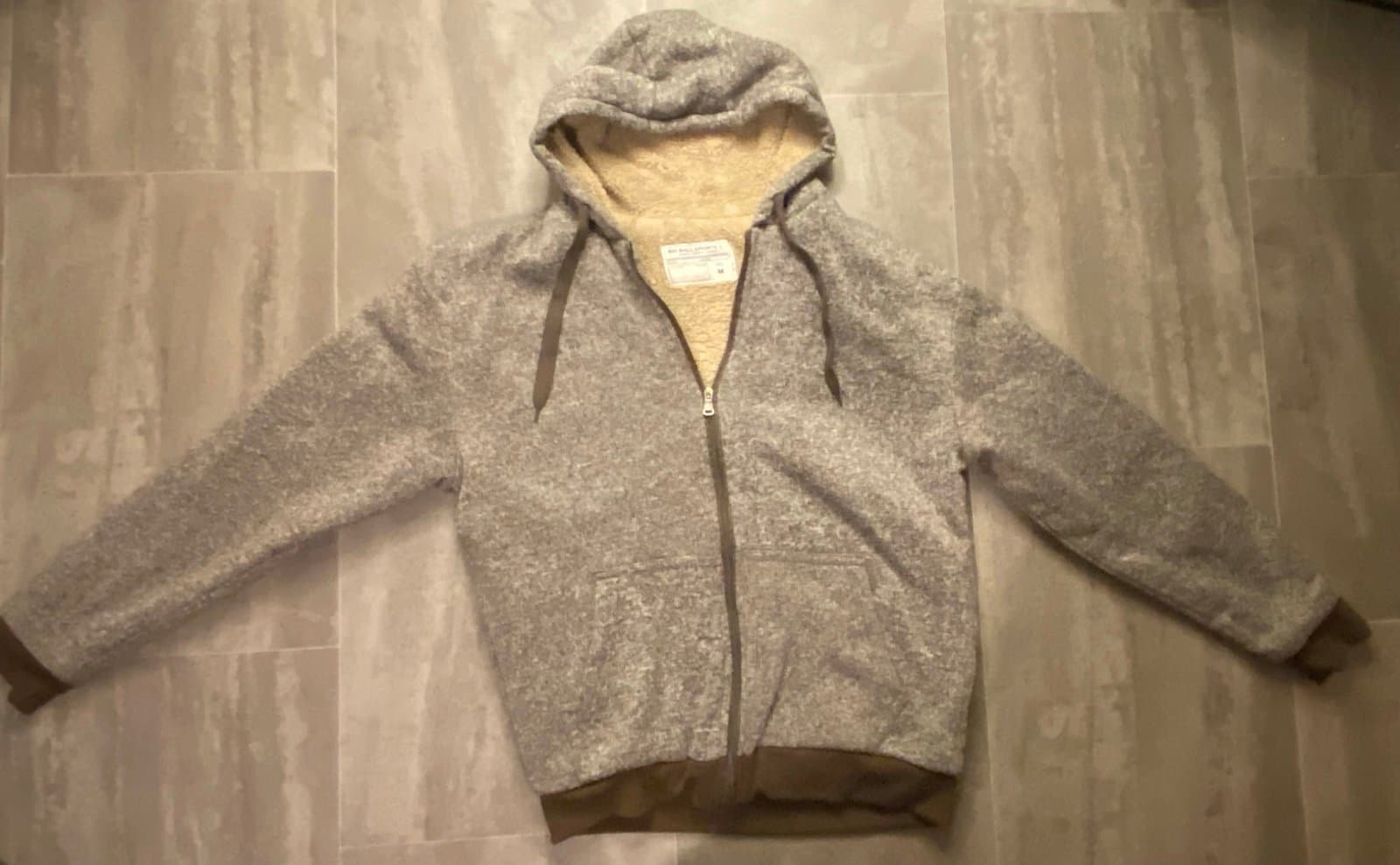 Grey and black Sherpa lined Big Balls Sports hoodie with fleece lining medium - Thumbnail 7