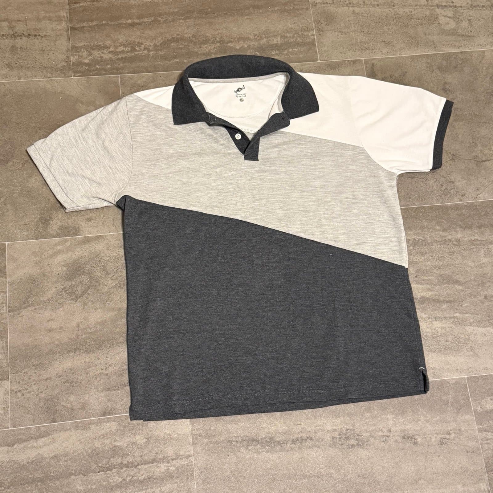 White & grey spunk XL Polo Shirt