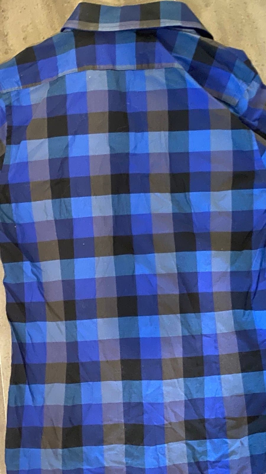 Black and blue plaid express button up long sleeve - Thumbnail 2