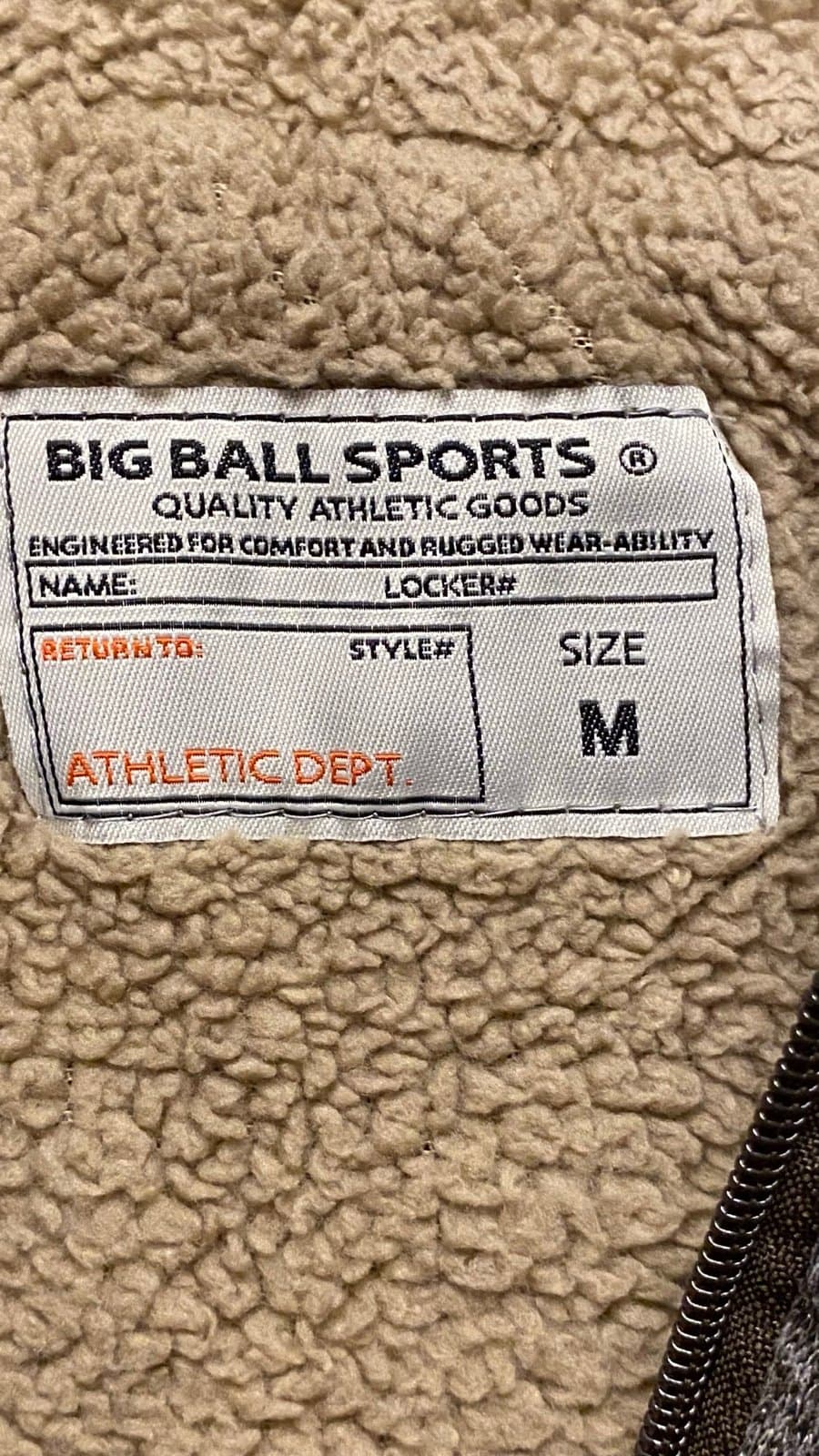 Grey and black Sherpa lined Big Balls Sports hoodie with fleece lining medium - Thumbnail 3