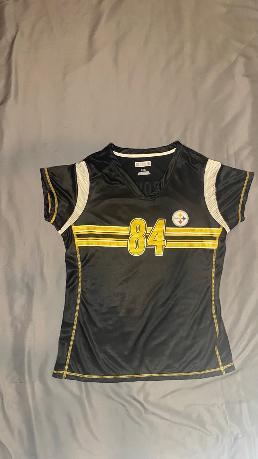 Black and yellow Pittsburgh Steelers jersey women’s 84 brown